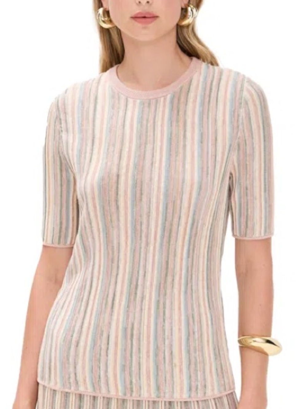 Zimmermann Illuminate Mouline Stripe Knit Tee Top 1S (small)